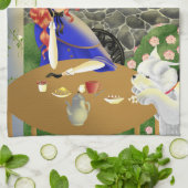 Dog & Lady im Café Lunch Handtuch (Gefaltet)