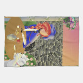 Dog & Lady im Café Lunch Handtuch (Horizontal)