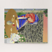 Dog & Lady im Café Lunch Jigsaw Puzzle (Horizontal)