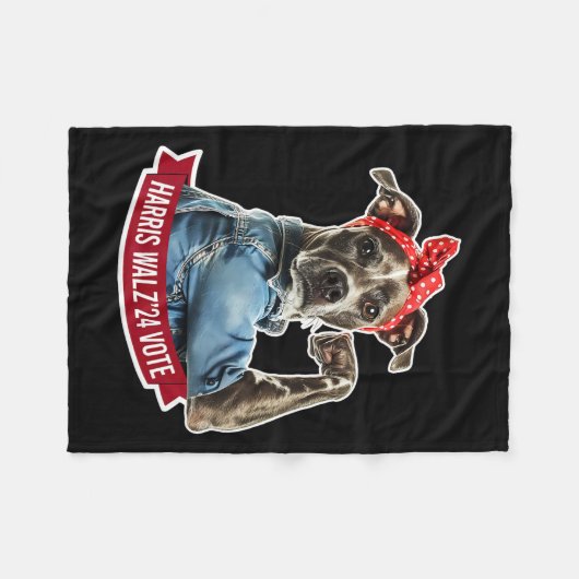 Dog Lady Kamala Harris Tim Walz Wahl Fleecedecke (Vorderseite (Horizontal))