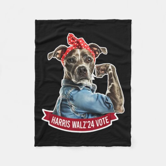 Dog Lady Kamala Harris Tim Walz Wahl Fleecedecke (Vorderseite)