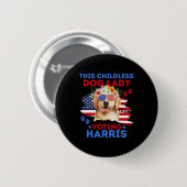 Dog Lady Vote Kamala Harris 2024 Golden Retriever Button (Vorne & Hinten)