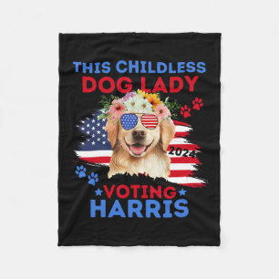 Dog Lady Vote Kamala Harris 2024 Golden Retriever Fleecedecke