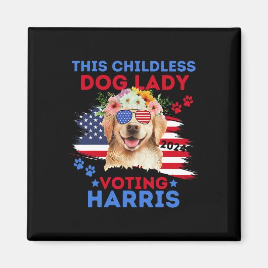 Dog Lady Vote Kamala Harris 2024 Golden Retriever Magnet (Vorne)