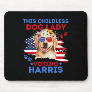 Dog Lady Vote Kamala Harris 2024 Golden Retriever Mousepad