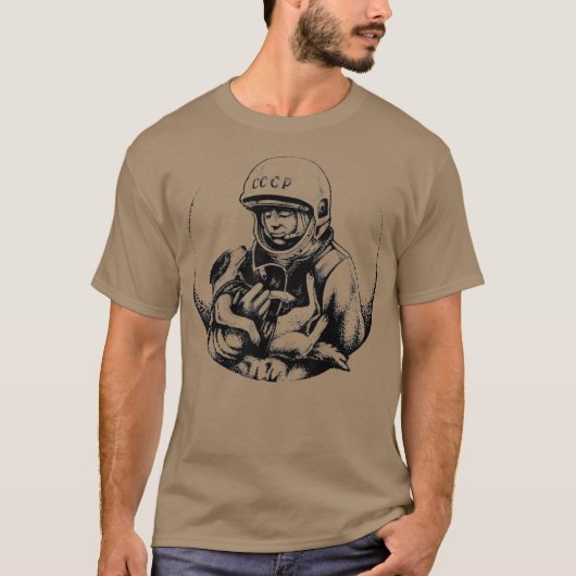 Dog Laika Yuri Gagarin Raumfahrer T-Shirt (Vorderseite)
