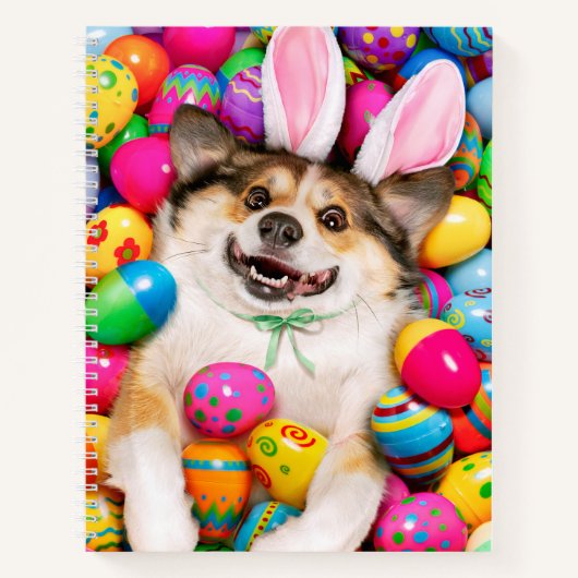 Dog Laying on Easter Eggs Notizblock (Vorderseite)