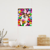 Dog Laying on Easter Eggs Poster (Küche)