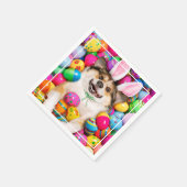 Dog Laying on Easter Eggs Serviette (Ecke)