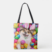 Dog Laying on Easter Eggs Tasche (Rückseite)