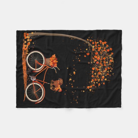 Dog Leaf Fall Autumn Cycling Fun Dachshund Lover Fleecedecke (Vorderseite (Horizontal))