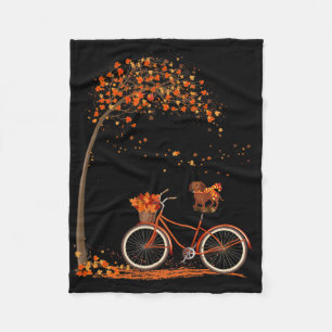 Dog Leaf Fall Autumn Cycling Fun Dachshund Lover Fleecedecke