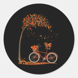 Dog Leaf Fall Autumn Cycling Fun Dachshund Lover Runder Aufkleber