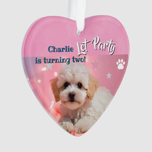 Dog Let's Party Birthday  Ornament (Vorderseite)