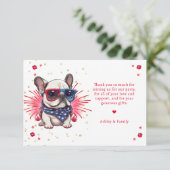 Dog Let's Pawty Birthday Dankeskarte (Stehend Vorderseite)