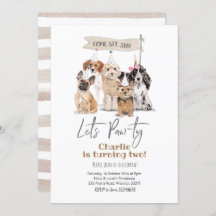 Dog Let's Pawty Birthday Einladung