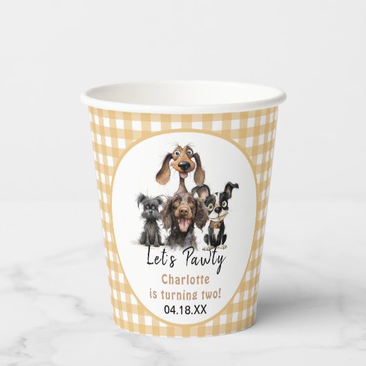 Dog Let's Pawty Birthday Pappbecher (Rückseite)