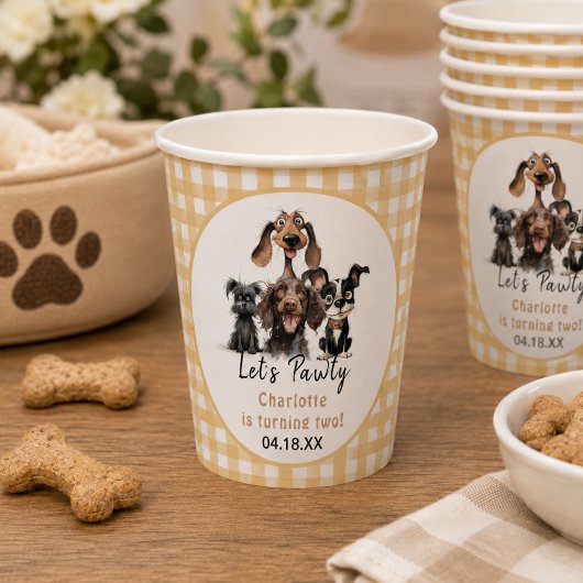 Dog Let's Pawty Birthday Pappbecher
