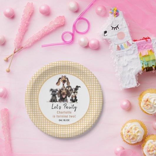 Dog Let's Pawty Birthday Pappteller (Party)