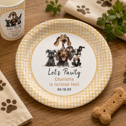 Dog Let's Pawty Birthday Pappteller