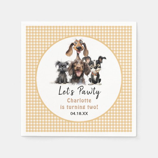 Dog Let's Pawty Birthday Serviette (Vorderseite)