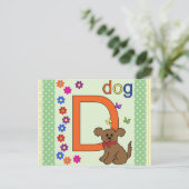 Dog Letter D Postkarte (Stehend Vorderseite)