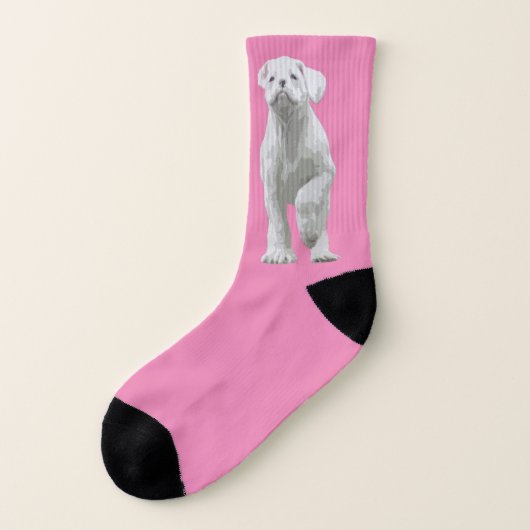 Dog Liebhaber Geschenke - Fun White Boxer Dog Socken (Links - Außen)