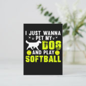 Dog Liebhaber Softball Player Postkarte (Stehend Vorderseite)