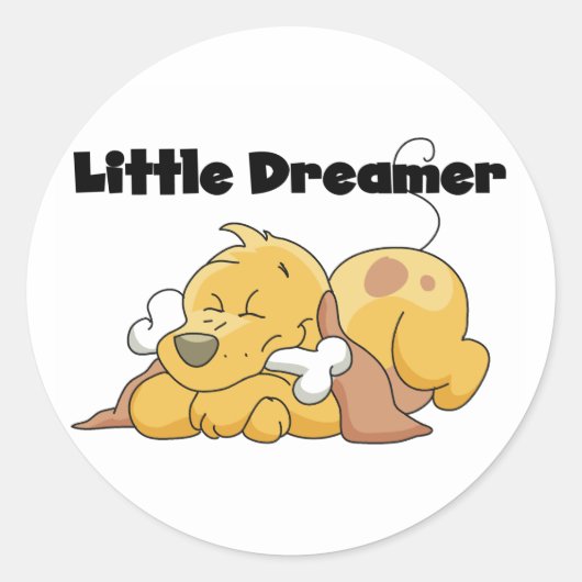 Dog Little Dreamer T - Shirt und Geschenke Runder Aufkleber (Vorderseite)