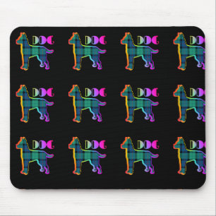 DOG-Logo grün Kariert auf Schwarz Mousepad