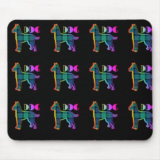 DOG-Logo grün Kariert auf Schwarz Mousepad (Vorne)