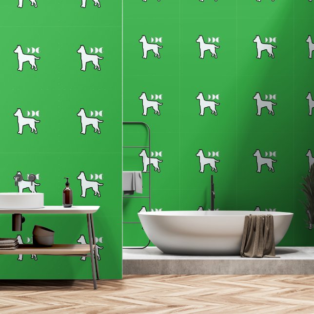 DOG-Logo-Logo-Grün-Weiße Dog-Pet Tapete (Badezimmer)