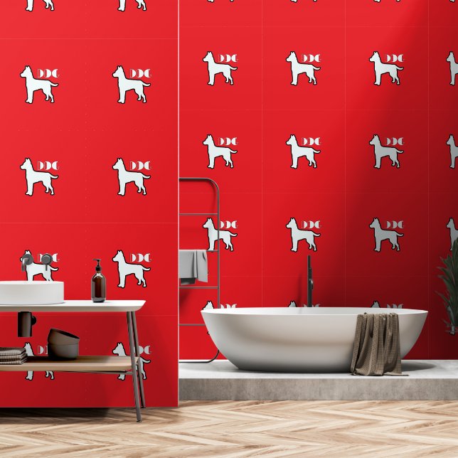 DOG-Logo Roter weißer Pet Tapete (Badezimmer)