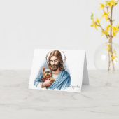 Dog Loss Beileid-Jesus mit Yorkie Karte (Gelbe Blume)