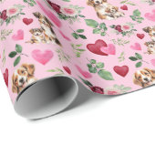 Dog Love Valentine Gift Wrapping Paper Pink Geschenkpapier (Rolleneckpunkt)