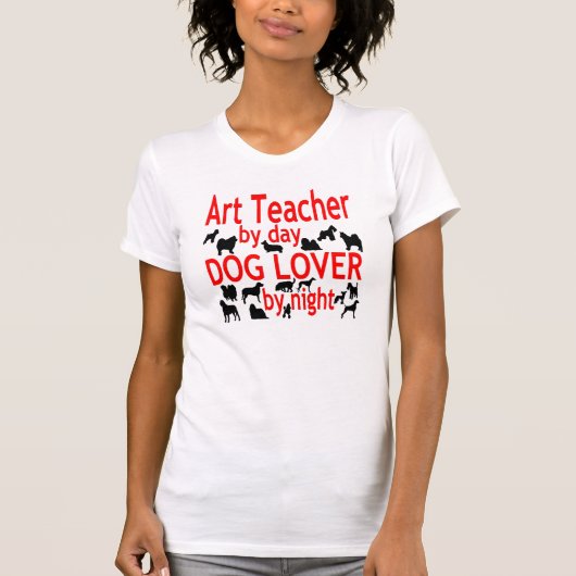 Dog Lover Art Teacher in Red T-Shirt (Vorderseite)