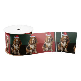 Dog Lover Basset Hound Red Green Kariert Weihnacht Satinband