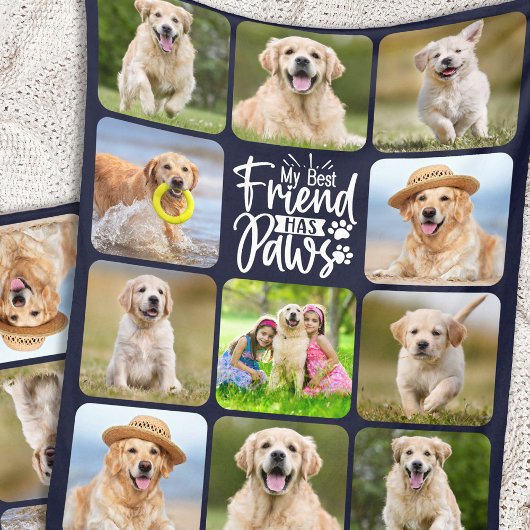 Dog Lover Best Friend Custom 11 Pet Foto Collage Fleecedecke
