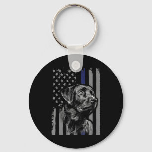 Dog Lover   Black Labrador American Flag Thin Line Schlüsselanhänger