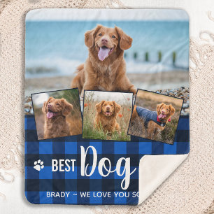 Dog Lover Blue Buffalo Kariert Custom Foto Collage Sherpadecke