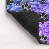 Dog Lover Blue Lila Clouds Black Puppy Paw Print Mousepad (Ecke)