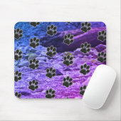 Dog Lover Blue Lila Clouds Black Puppy Paw Print Mousepad (Mit Mouse)
