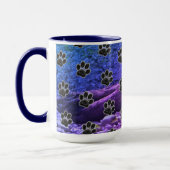 Dog Lover Blue Lila Clouds Black Puppy Paw Print Tasse (Links)