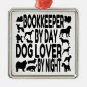 Dog Lover Bookkeeper Silbernes Ornament (Vorne)