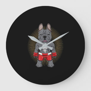 Dog Lover Brave French Bulldog Fighter Große Wanduhr