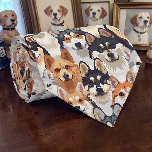 Dog Lover Canine Retro Custom Tie Krawatte