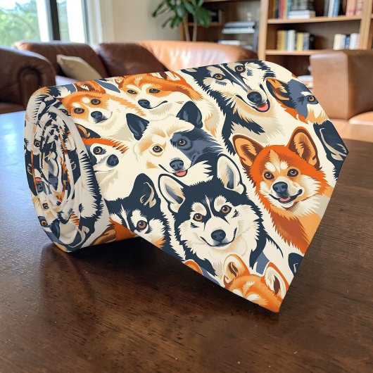 Dog Lover Canine Retro Custom Tie Krawatte