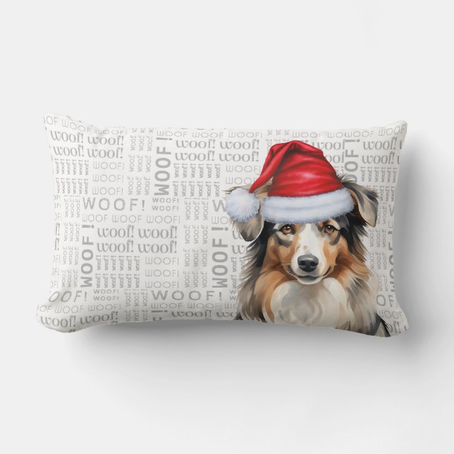 Dog Lover Christmas Australian Shepherd Santa Lendenkissen (Vorderseite)
