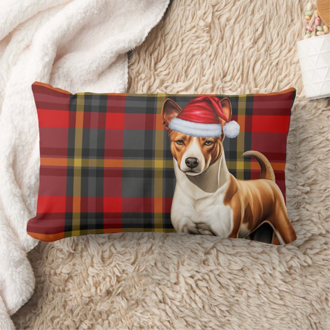 Dog Lover Christmas Basenji Red Kariert Lendenkissen (Decke)