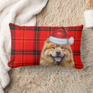 Dog Lover Christmas Chow Chow Red Holiday Kariert Lendenkissen